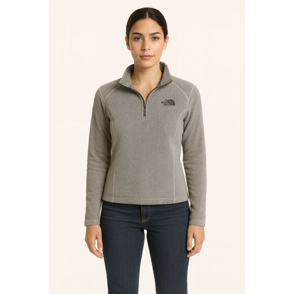 The North Face | Gray & Black 1/4 Zip Fleece Pullover Sweatshirt Size L | EUC - Picture 1 of 12